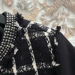 Tory Burch Marisol Black Holiday Stitch Plaid Gorgeous Jacket Size 8 NWT